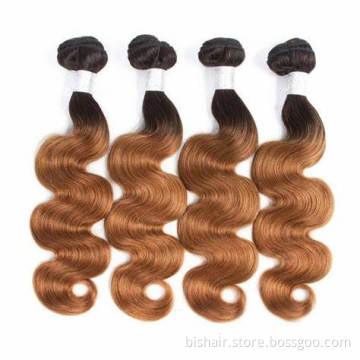 BIS Ombre Body Wave Bundles With Closure 1B30 Honey Blonde Bundles With Brazilian Human Hair 4x4 Transparent lace Closure